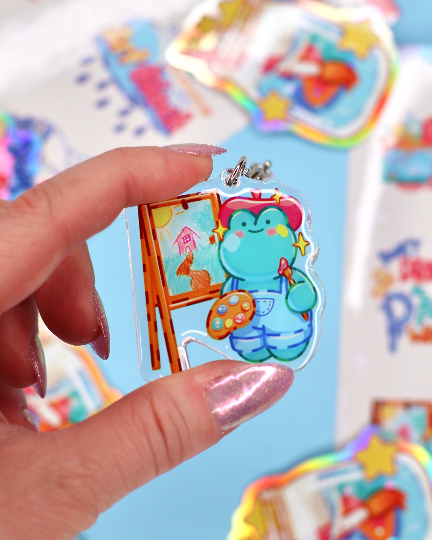 Painter Art Frog Keychain