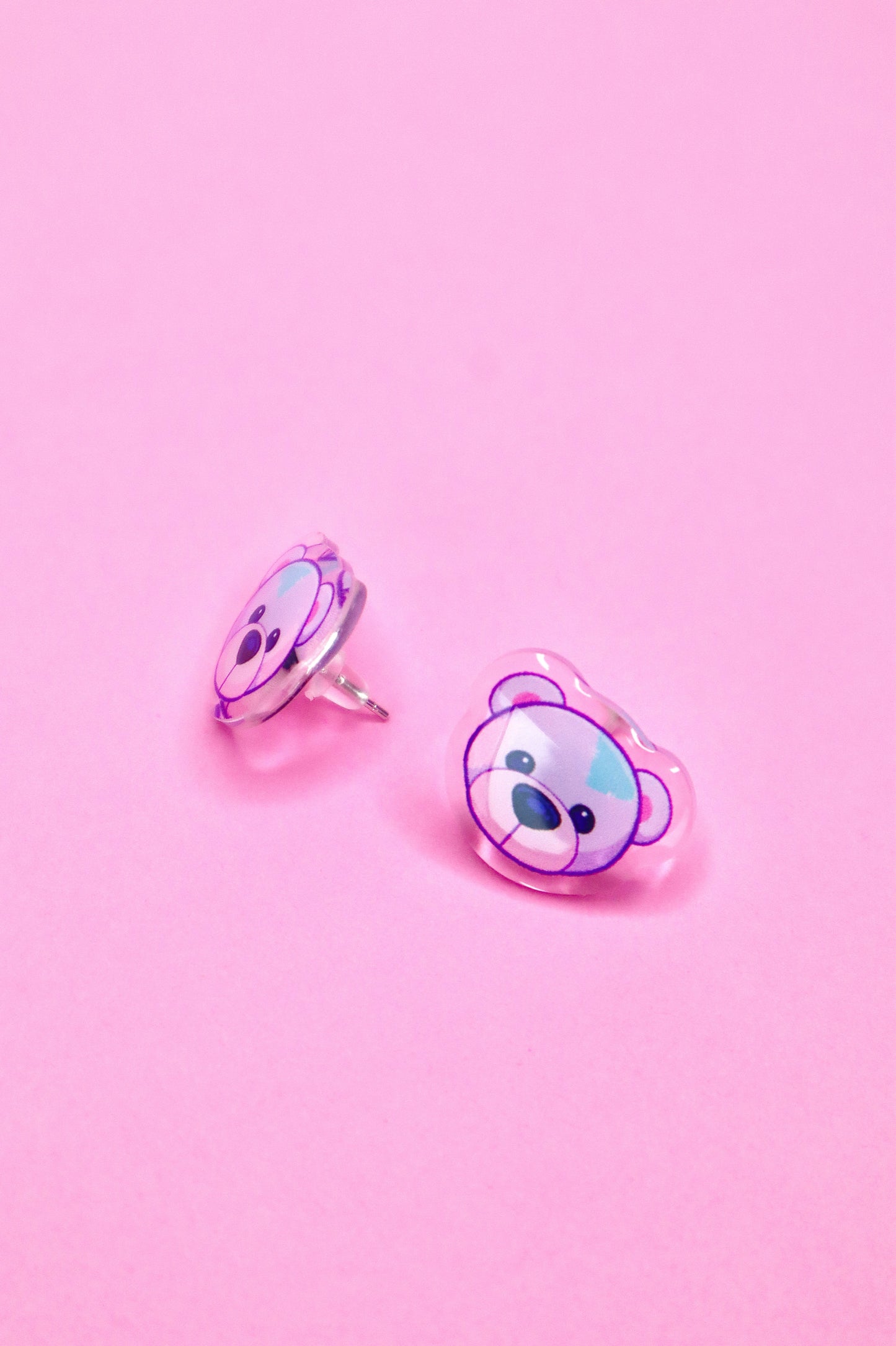 Patchwork Teddy Bear Stud Earrings