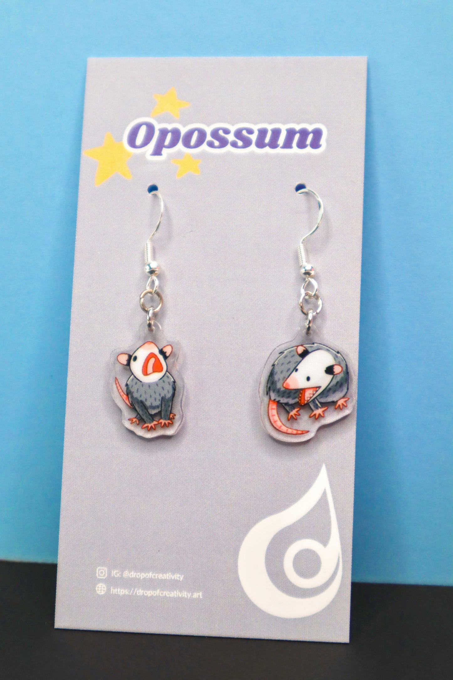 Screaming Opossum Earrings