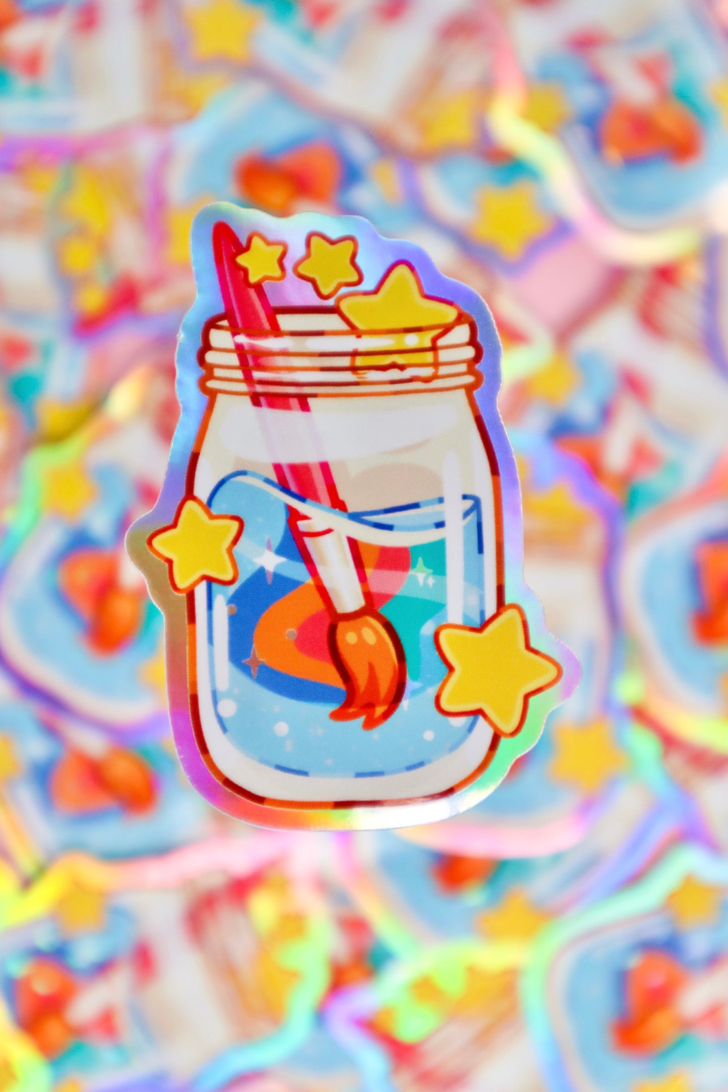 Holographic Paint Jar Sticker