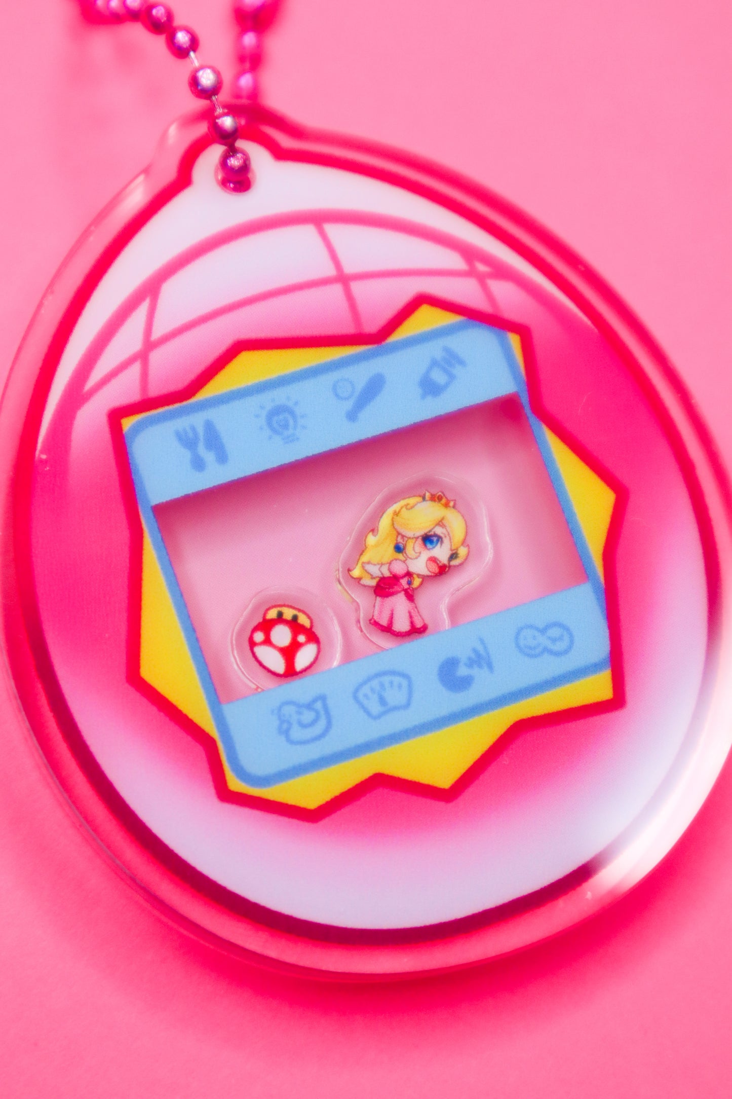 Princess Peach Tamagotchi Shaker Keychain