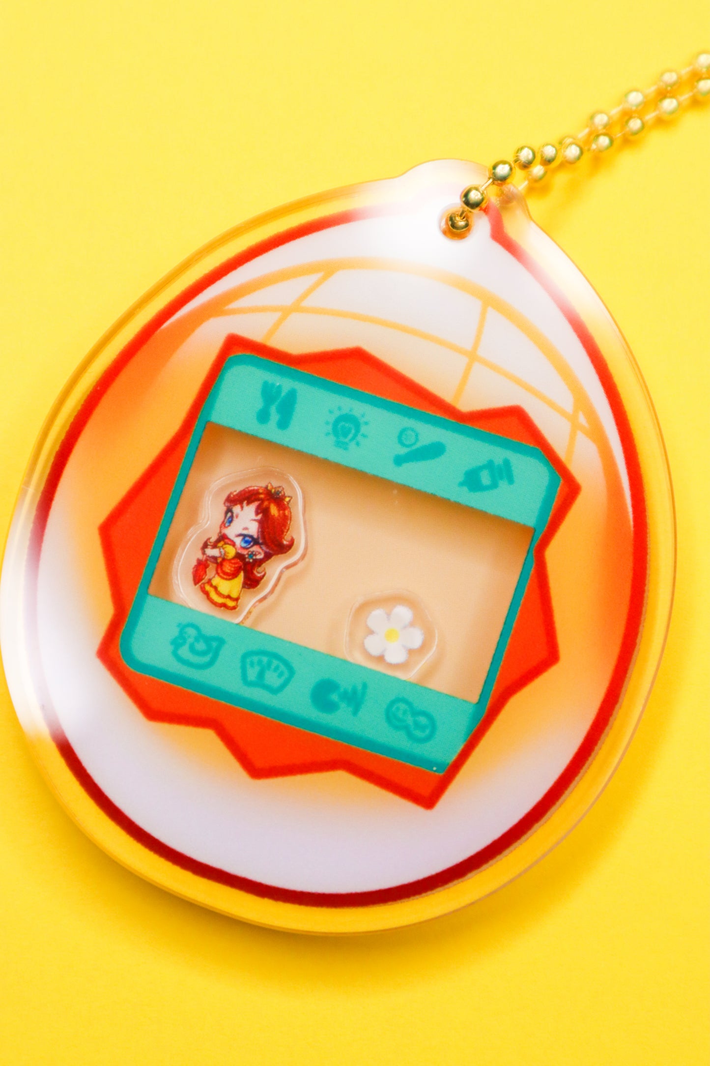 Princess Daisy Tamagotchi Shaker Keychain