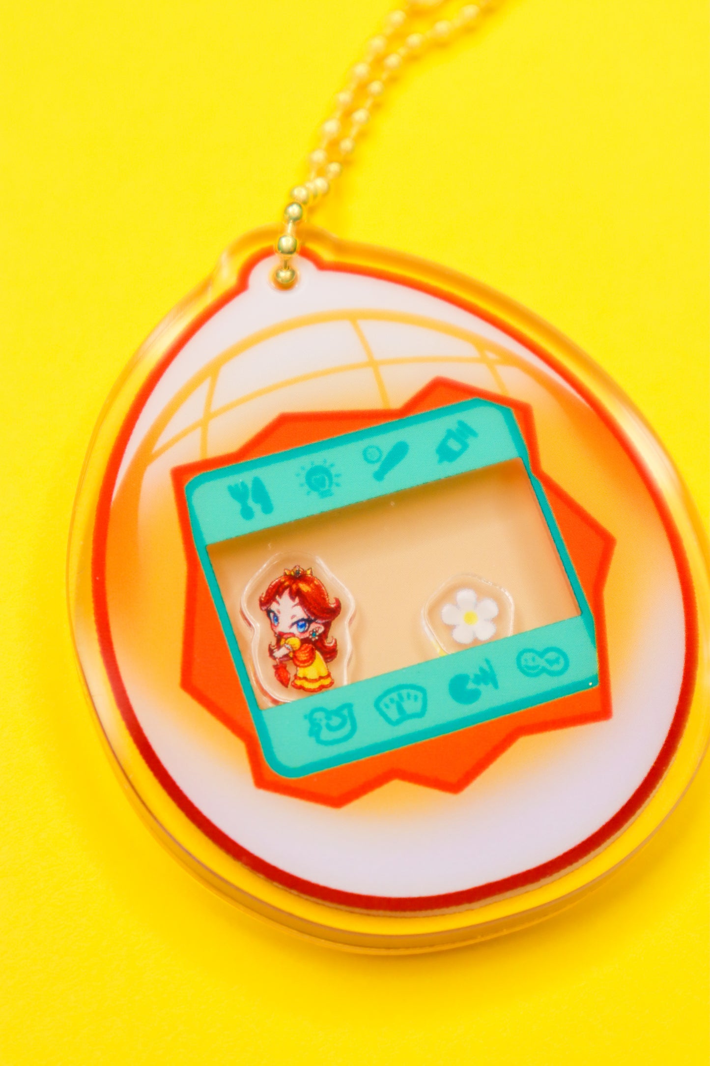 Princess Daisy Tamagotchi Shaker Keychain