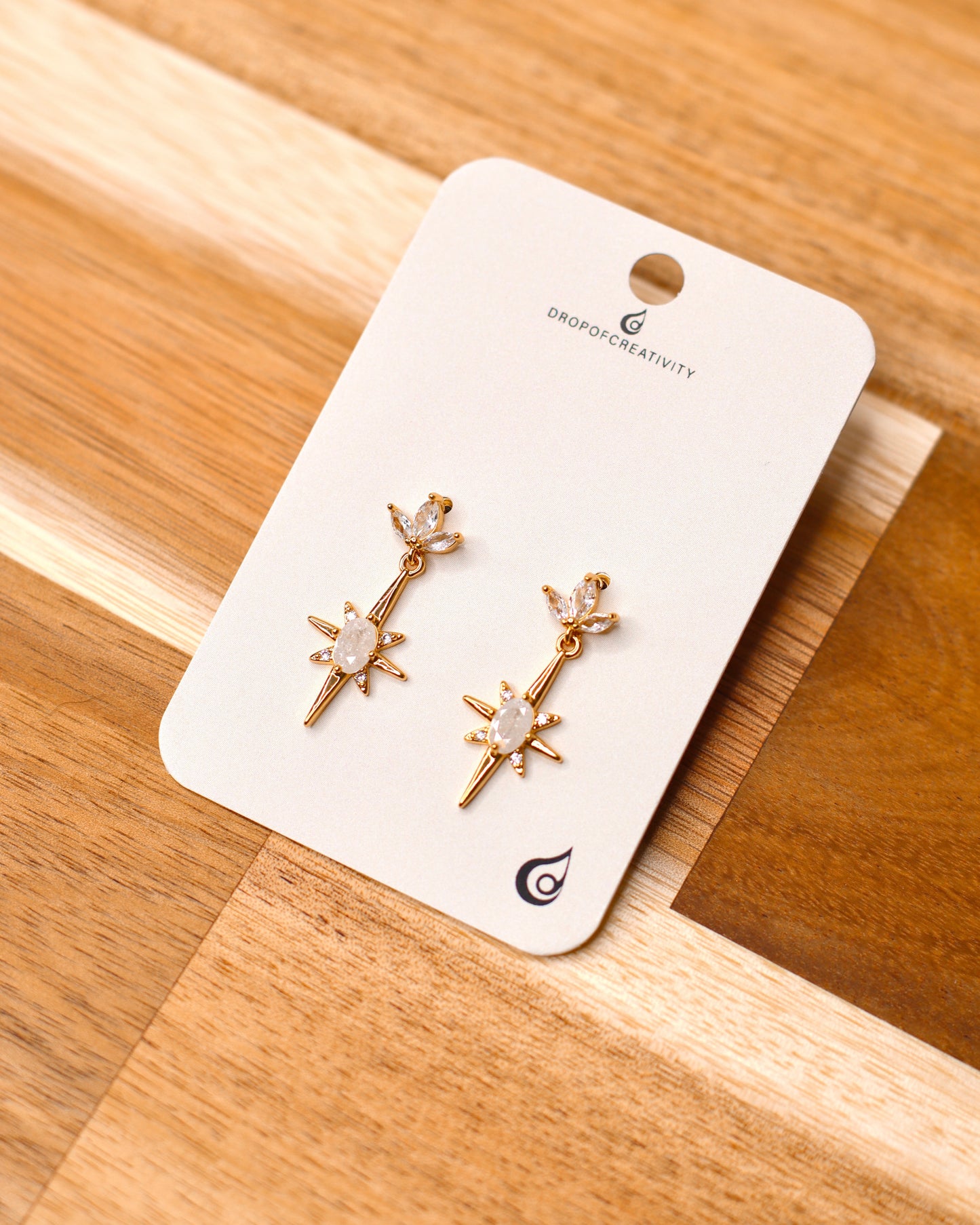 Star 18k Gold Plated Stainless Steel Cubic Zirconia Earrings